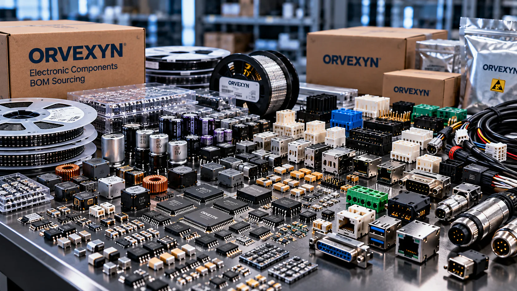 Electronic components, connectors and packaged parts for BOM sourcing