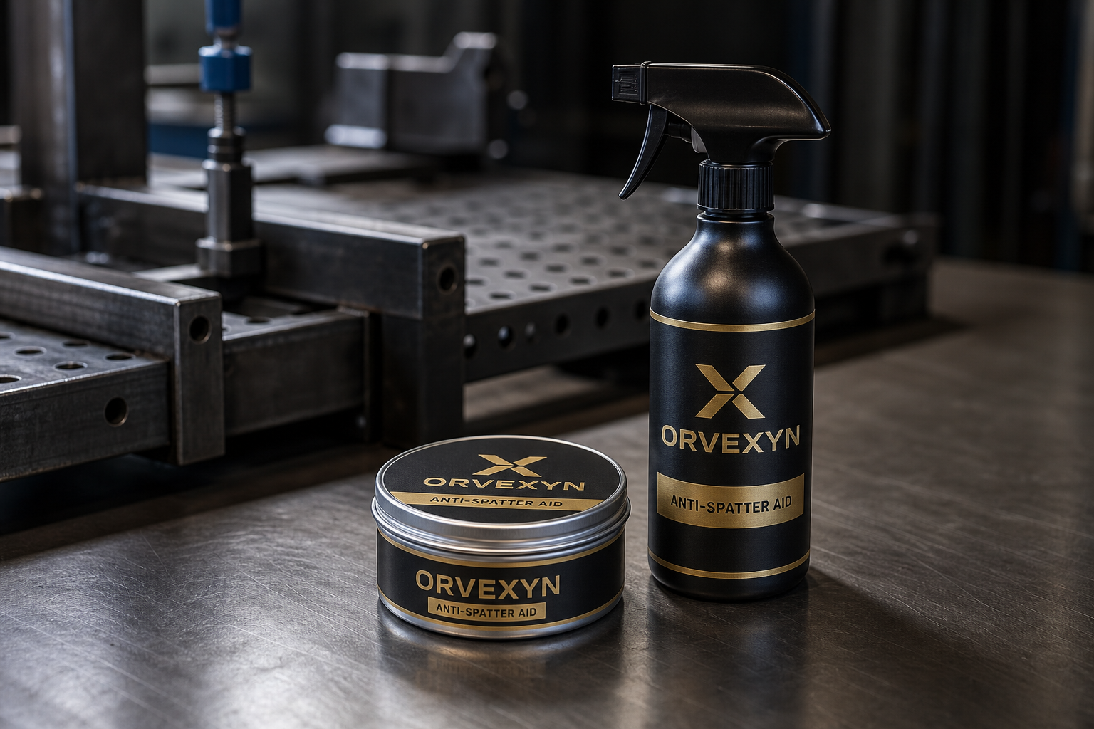 ORVEXYN anti-spatter aid branded packaging